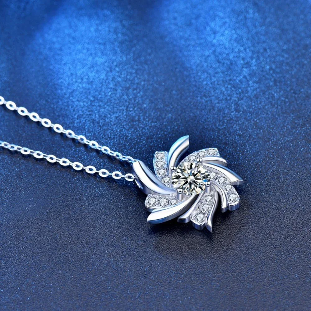 Certified 1/2 ct. t.w. Moissanite Diamond Windmill Necklace NEW B - Picture 5 of 10